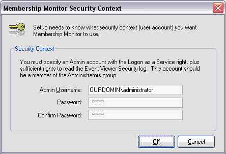 Security Context Selection Screen