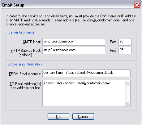 Email Setup Dialog