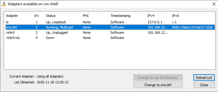 Manager - The List of Network Adapters