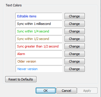 Interface Colors Dialog