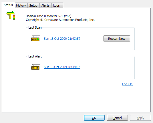 Domain Time II Monitor - Status tab
