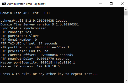 Sample program showing some of the available PTP information